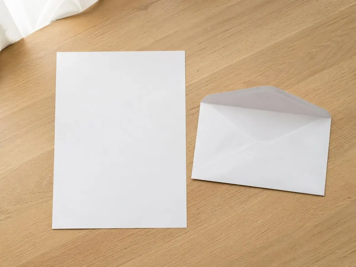 Printed letter and envelope ready to post
